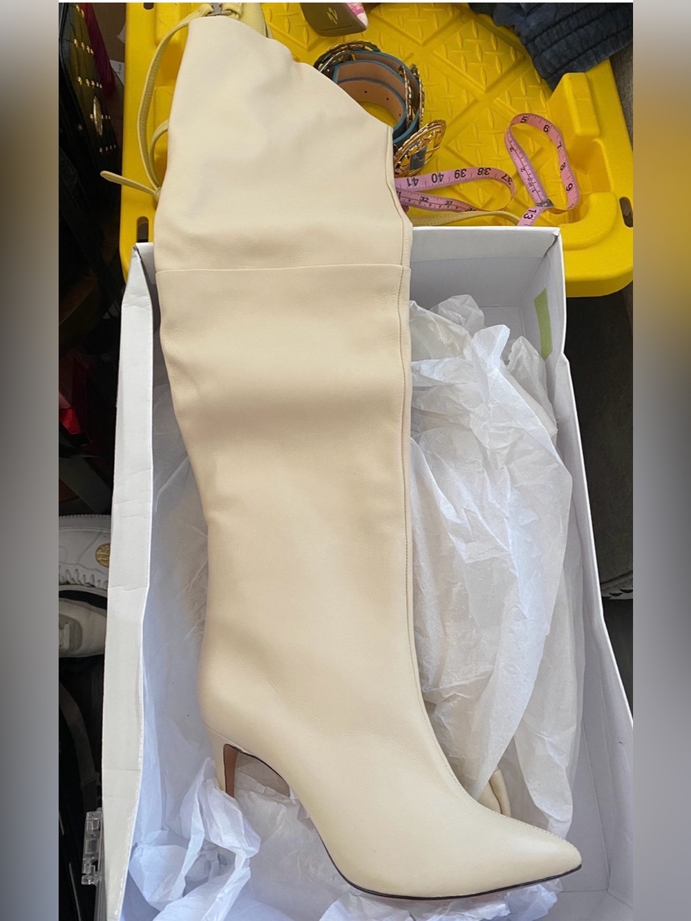 SCHUTZ Ana Maria LeatherThigh High Cream Boots- NIB! - Picture 5 of 13